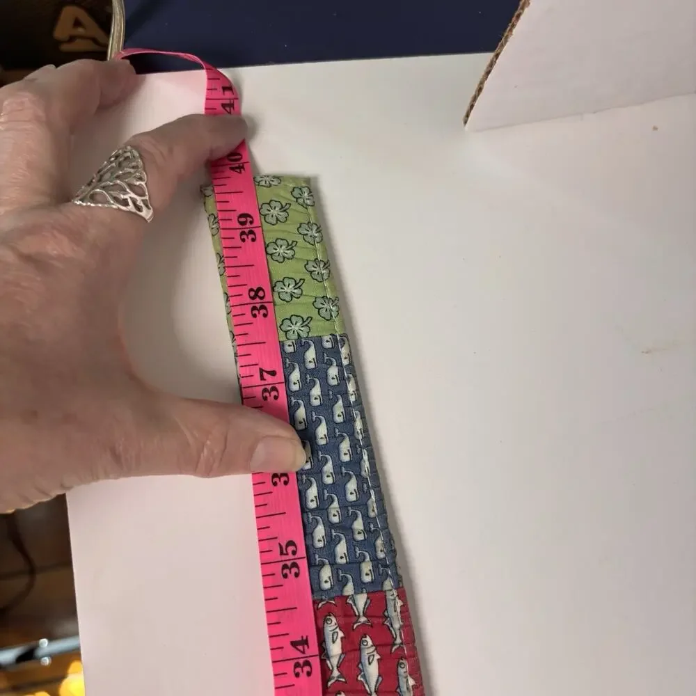 Vineyard Vines Fabric Patchwork D-Ring 100% Cotton Medium Belt Preppy Nautical